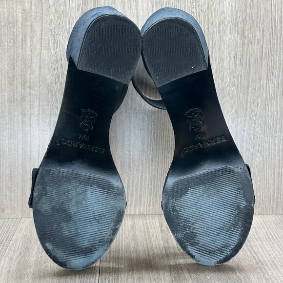 Bernardo Blythe Sandals Womens 10M Ankle Strap Chunky Heel Velvety suede Black - Picture 12 of 13